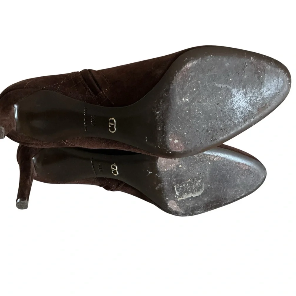 Christian Dior suede ankle boots brown graphic cannage pattern zip closure 40.5 - Picture 5 of 12